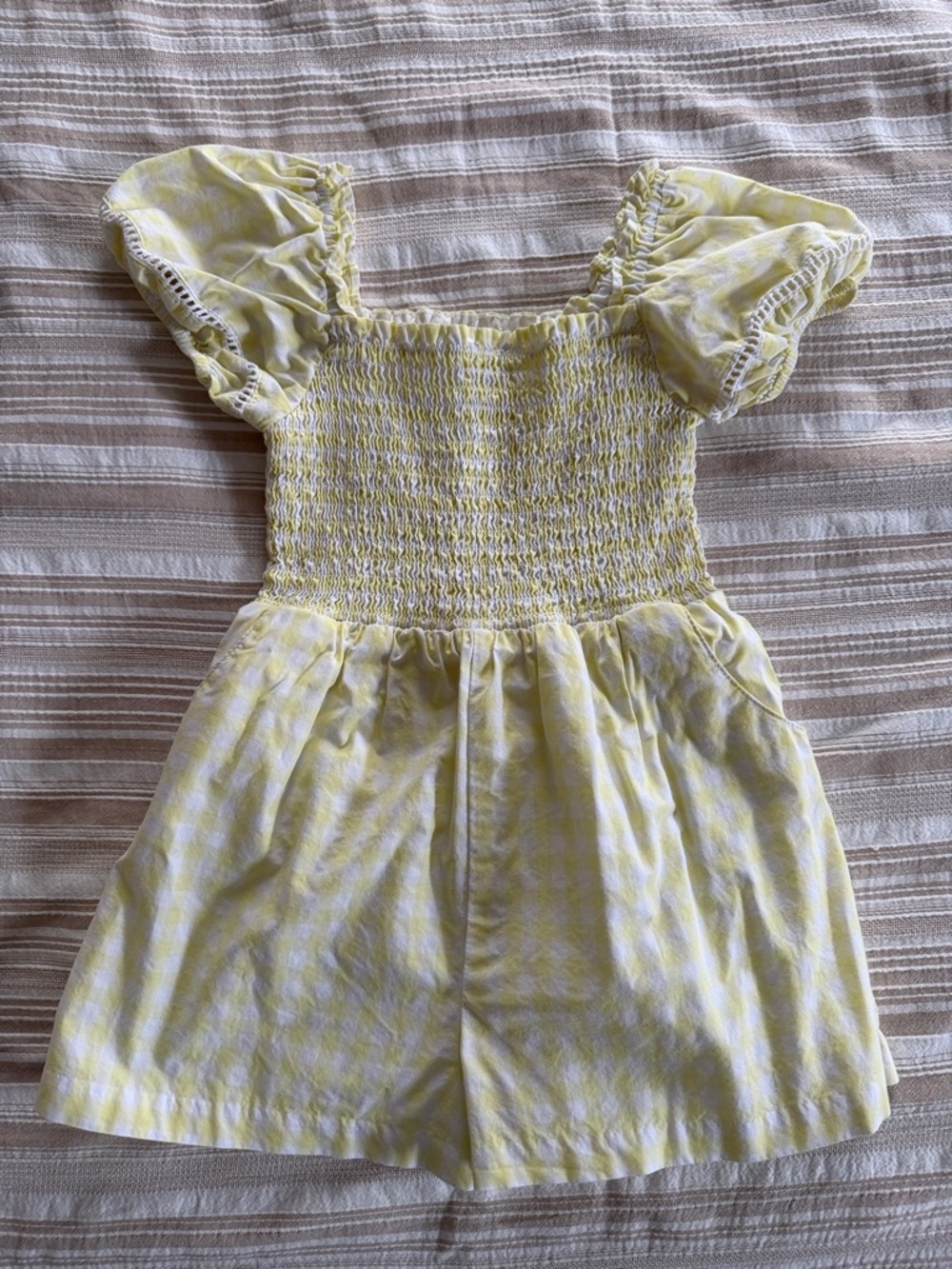 Yellow Smocked Kids Romper
